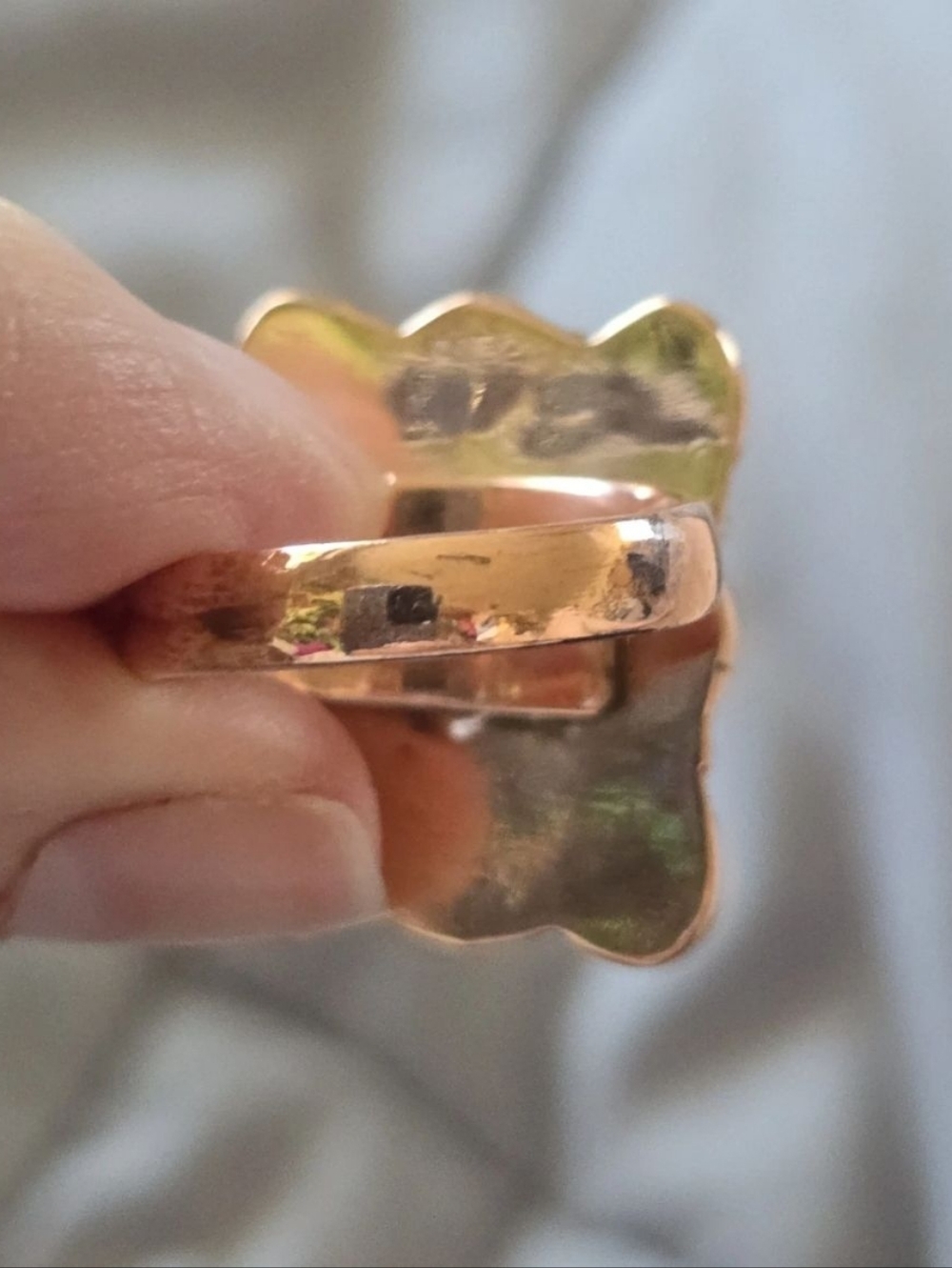 Copper Ring with Black Onyx Square Grid Design Southwestern - Picture 2 of 3